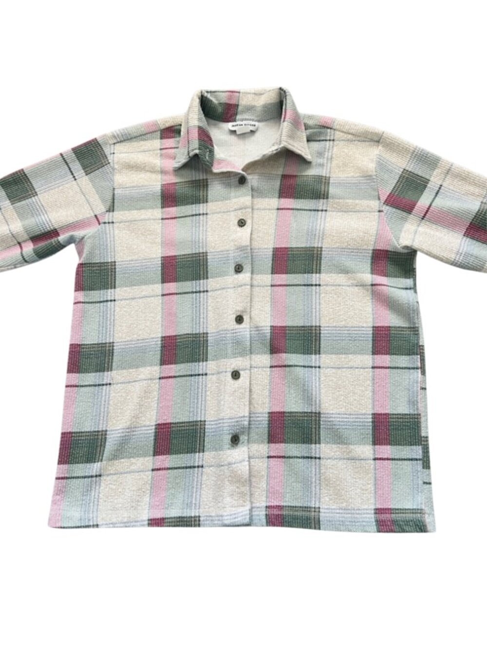 Jordan Taylor Women’s Textured Pink & Sage Green Plaid Button-Down Shirt Size 1X